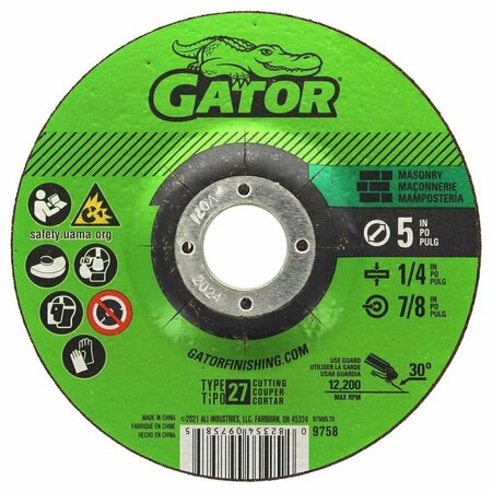 GATOR 5 in. D X 7/8 in. Aluminum Oxide/Silicon Carbide Masonry Cut-Off Wheel 9758
